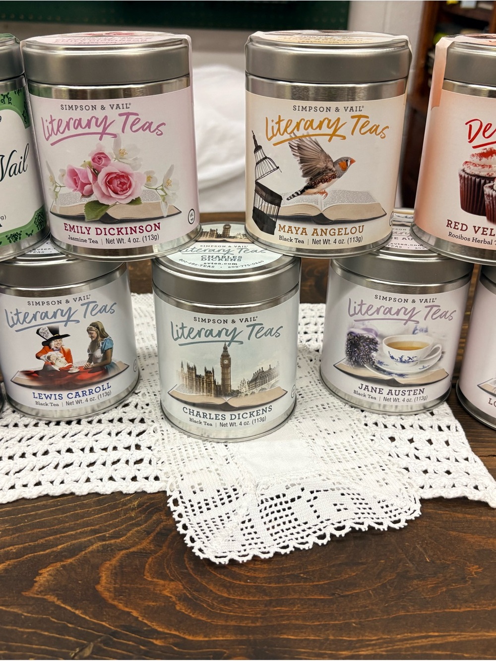 Literary Teas Assorted Decorative Tea Tin - Blue, Pink, Cream
